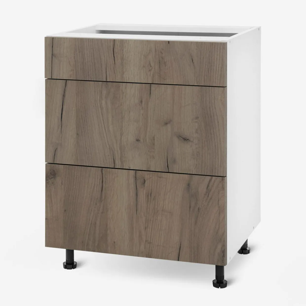 Szafka stojąca z szufladami BASIC PLUS BP/D60S3 dark rockfort hickory