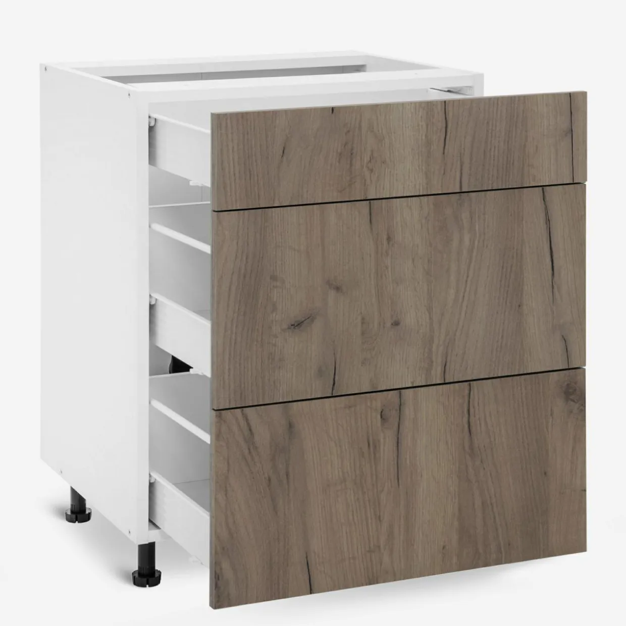 Szafka stojąca z szufladami BASIC PLUS BP/D60S3 dark rockfort hickory
