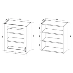 Szafka wisząca z witryną BASIC PLUS BP/G60W dark rockfort hickory