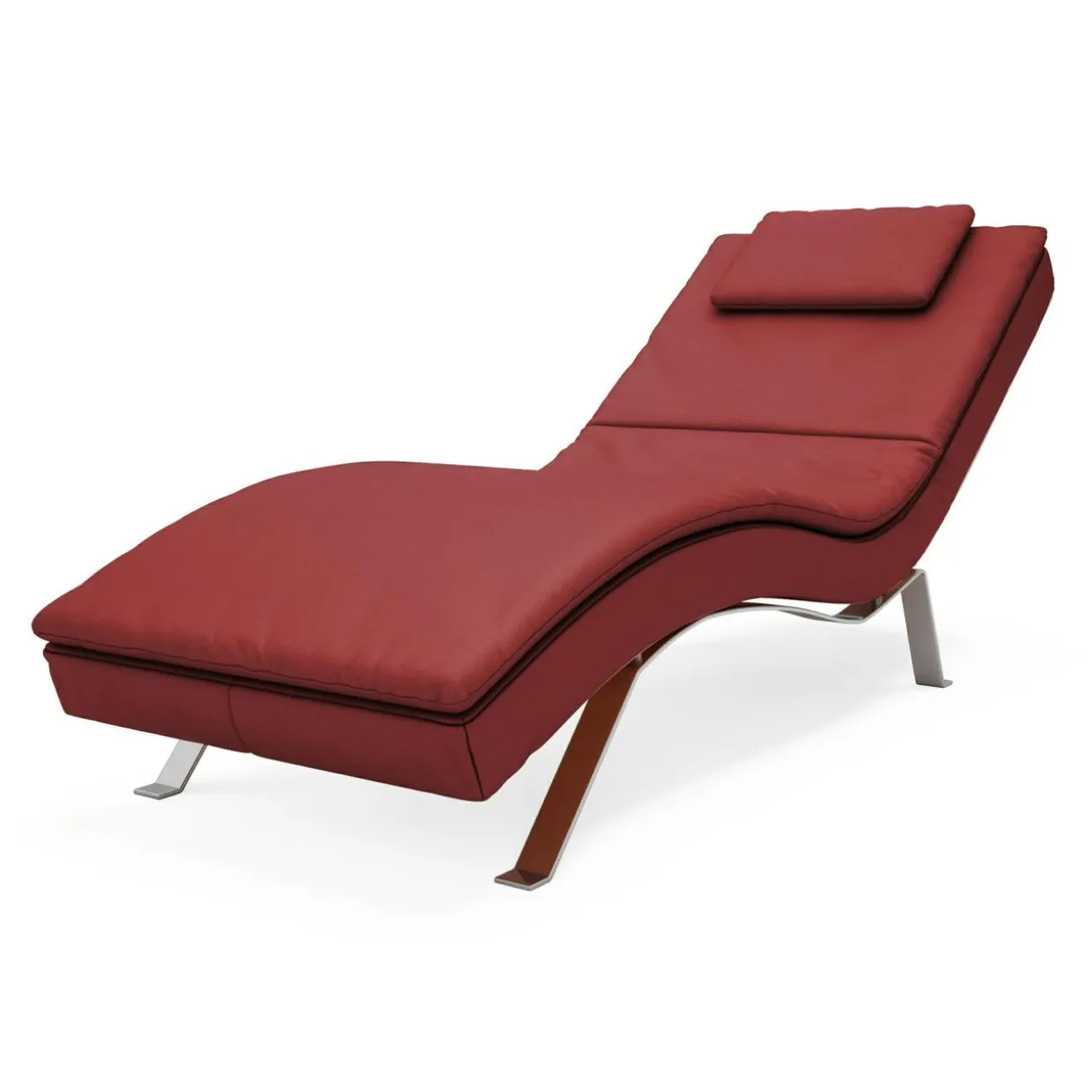 Szezlong skórzany czerwony RELAX 90