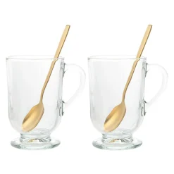 Szklanka na stópce WERONA, kpl. 2 szt. z łyżeczkami 310 ml