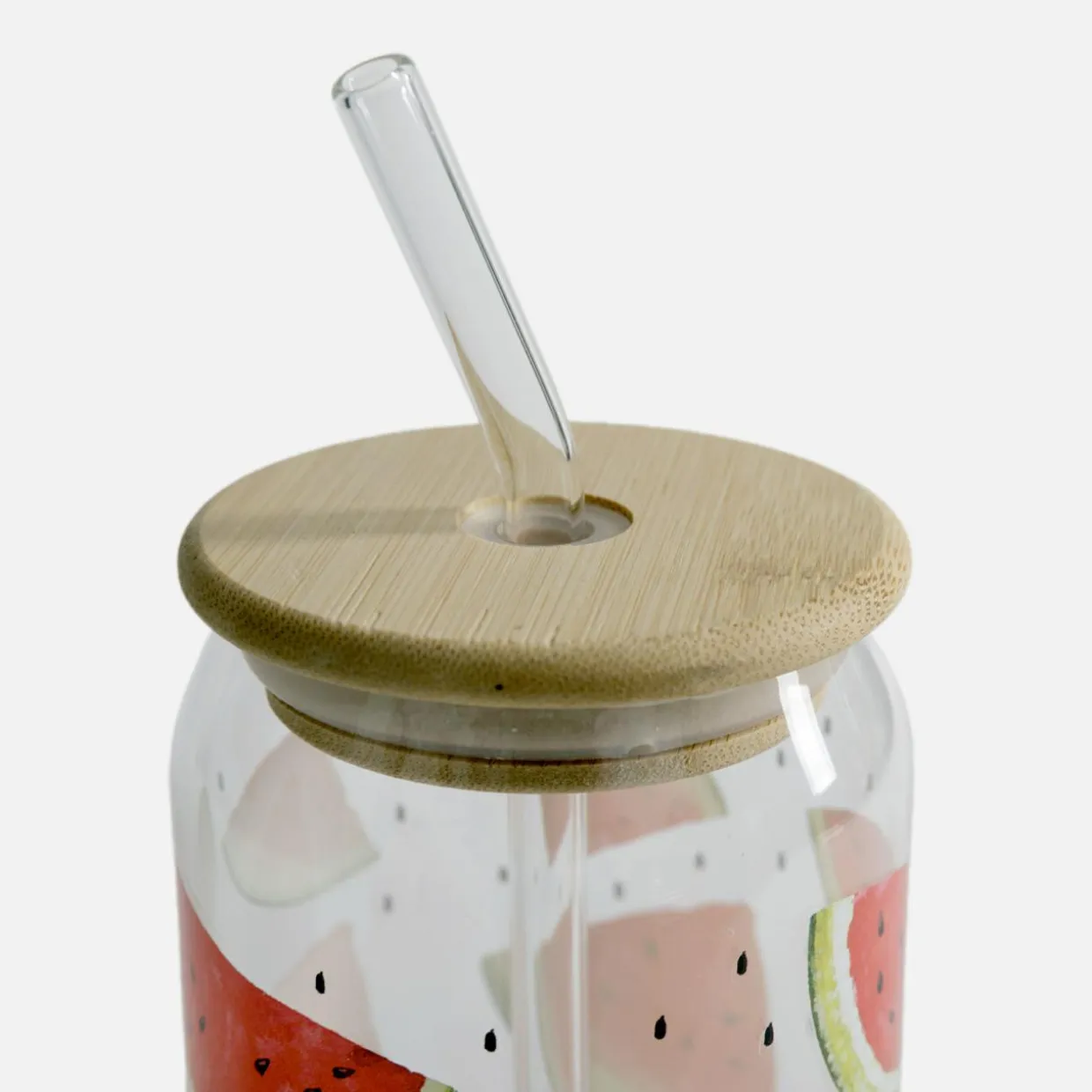 Szklanka z bambusową pokrywką i słomką ARBUZY 500 ml