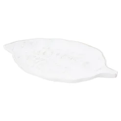 Talerz dekoracyjny biały LIŚĆ 30 cm