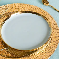 Talerz deserowy błękitna mięta AURORA GOLD 20 cm