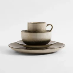 Talerz obiadowy brązowo-beżowy ZORA 26,6 cm