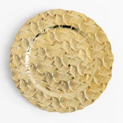 Talerz ozdobny podtalerz w liście złoty 33 cm