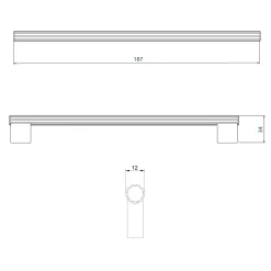 Uchwyt złoty długi PORTOSTRIPES 18,7 cm