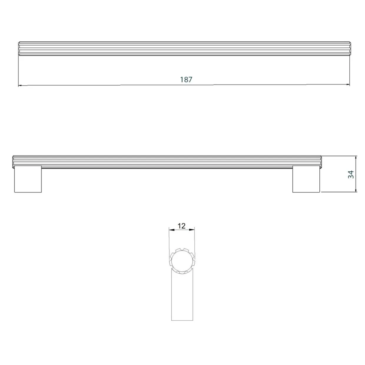 Uchwyt złoty długi PORTOSTRIPES 18,7 cm