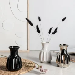 Wazon ceramiczny srebrny 12 cm