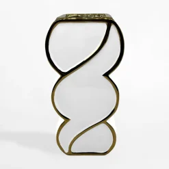 Wazon nowoczesny biało-złoty 30 cm