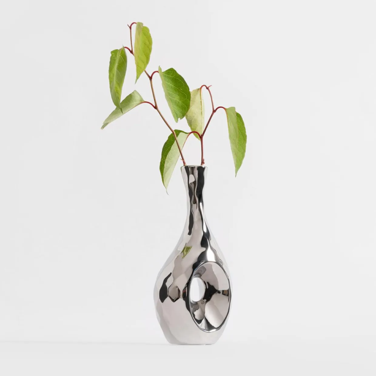 Wazon nowoczesny srebrny 25,5 cm