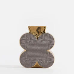 Wazon nowoczesny szaro-złoty 15 cm
