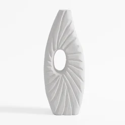 Wazon żłobiony biały 35 cm