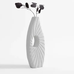 Wazon żłobiony biały 35 cm