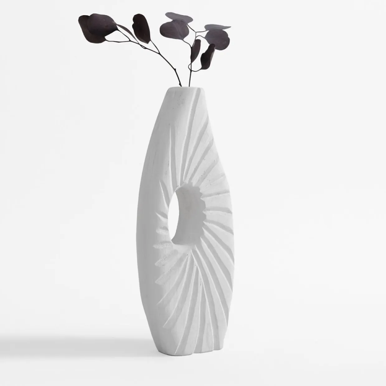 Wazon żłobiony biały 35 cm