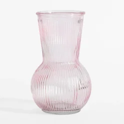 Wazon różowy prążkowany 17,5 cm