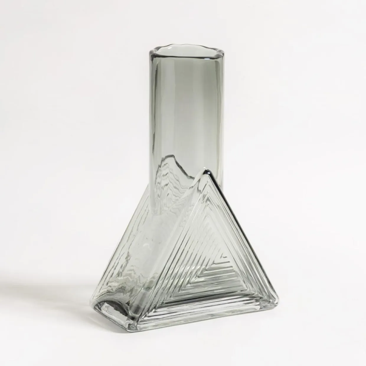 Wazon szklany geometryczny szary 23 cm