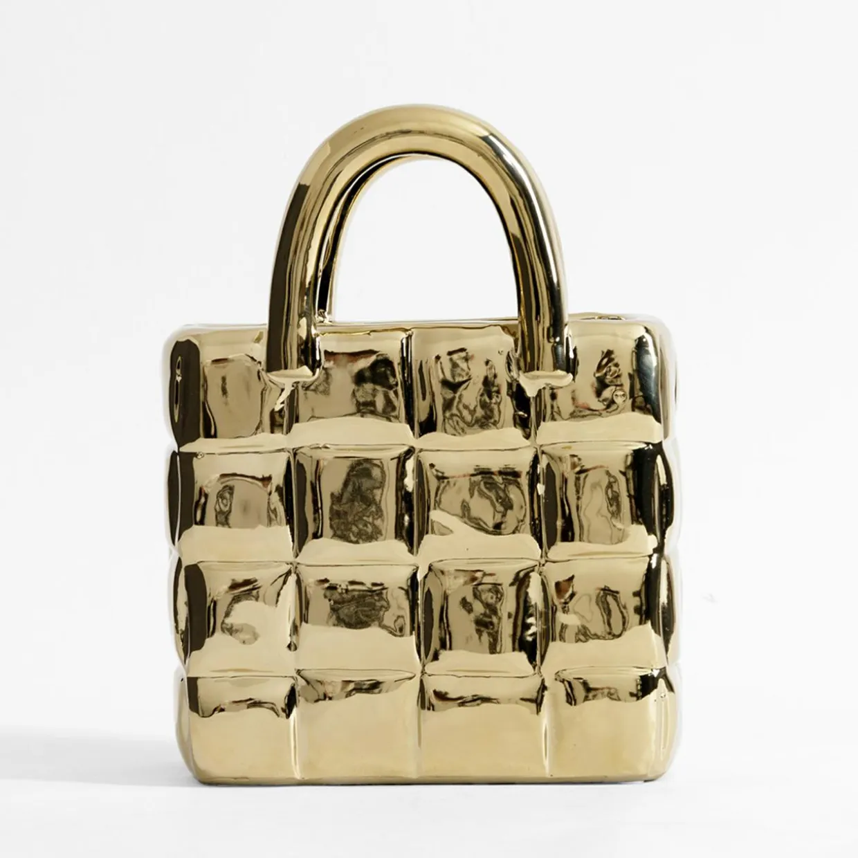 Wazon w kształcie torby złoty 23 cm