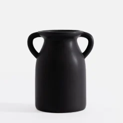 Wazon z uchwytami czarny 20 cm