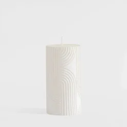 Świeca walec boho biała 6,5x14 cm