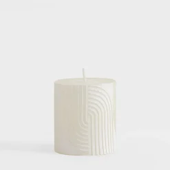 Świeca walec boho biała 6,5x8 cm