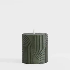 Świeca walec boho zielona 6,5x8 cm