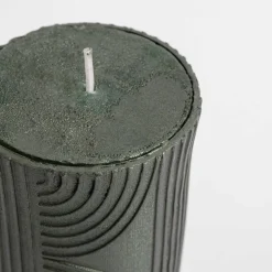 Świeca walec boho zielona 6,5x14 cm