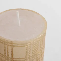 Świeca walec krata szampan 6,5x8 cm