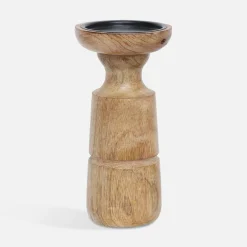Świecznik drewniany retro 20 cm