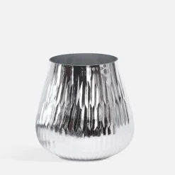 Świecznik szklany GLAMOUR srebrny 12 cm