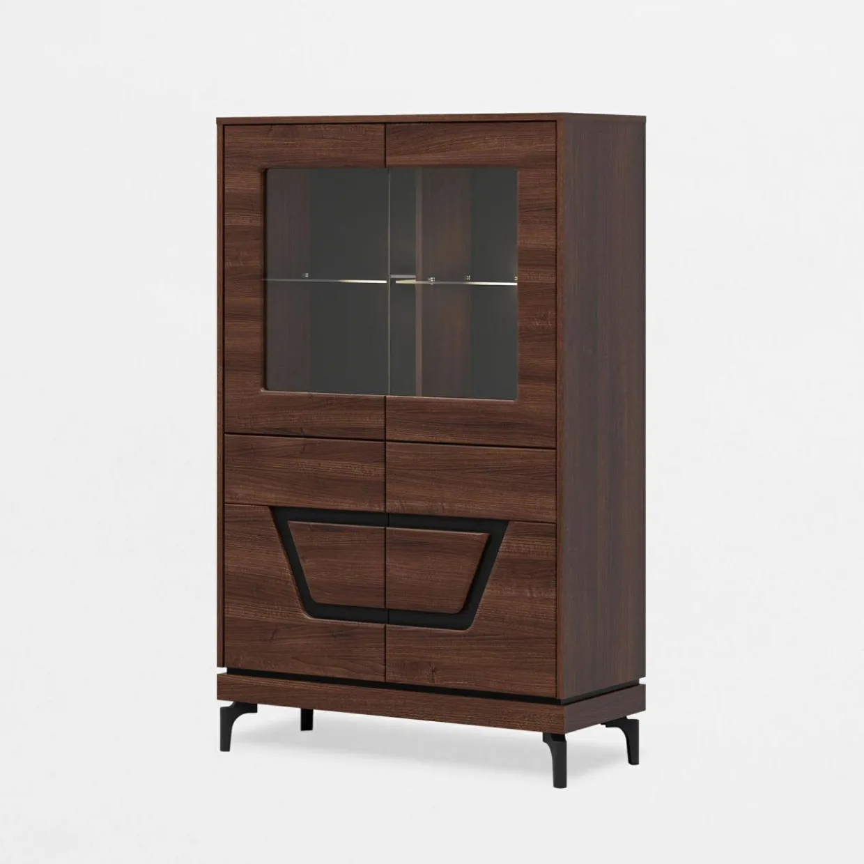 Witryna niska z czarnym dekorem VERO