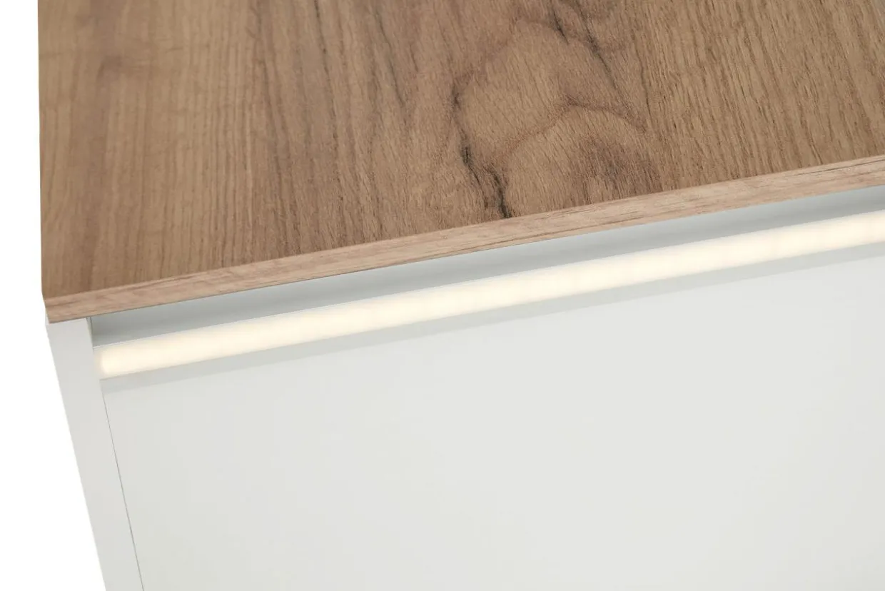 Witryna z oświetleniem BASIC PLUS BP/G60W/WL dąb craft złoty