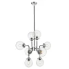 Żyrandol czarno-srebrny RIANO 76 cm klosz transparentny