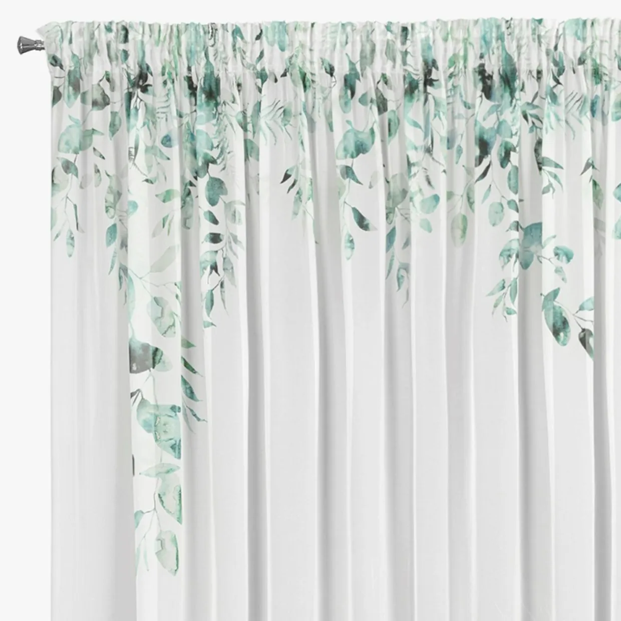 Zasłona do salonu biało-zielona BETSY 350x250 cm