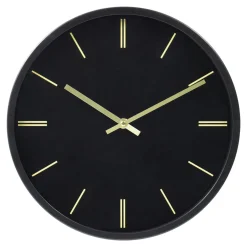 Zegar ścienny okrągły czarno-złoty 30 cm