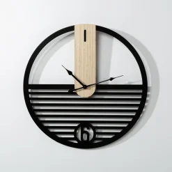 Zegar na ścianę czarno-brązowy 50 cm