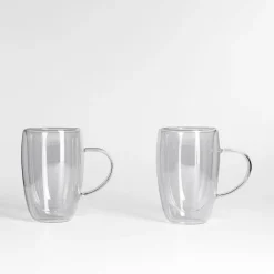 Zestaw 2 szklanek termicznych z podwójną ścianką z uchem 400 ml