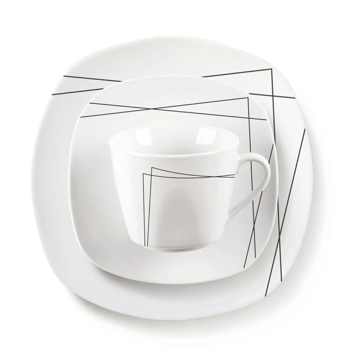 Zestaw obiadowo-kawowy z porcelany ETHEL, 30 el.