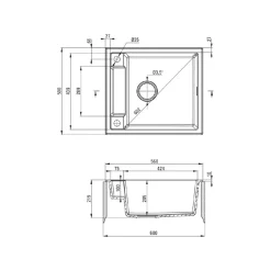 Zlewozmywak granitowy 1-komorowy MAGNETIC ZRM N103 czarny mat