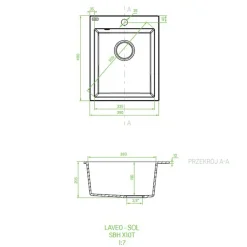 Zlewozmywak jednokomorowy 39x48 cm beż granitowy LAVEO SOL